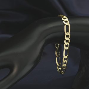 9ct Yellow Gold Figaro Bracelet 8.5″ 7.5mm