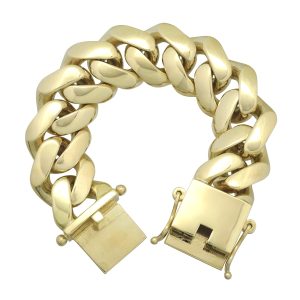 9ct Yellow Gold Heavy Cuban Bracelet 10.5&#8243; 31mm