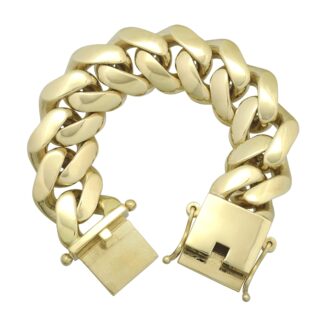 9ct Yellow Gold Heavy Cuban Bracelet 10.5" 31mm