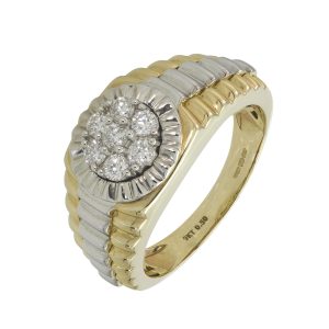 9ct Yellow Gold 0.50ct Diamond Cluster Signet Ring