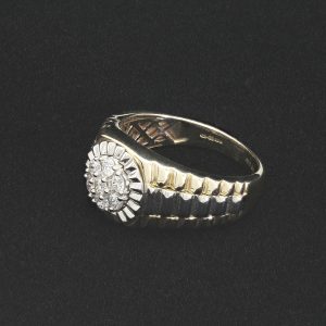 9ct Yellow Gold 0.50ct Diamond Cluster Signet Ring