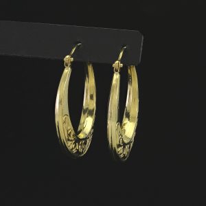 9ct Yellow Gold Patterned Hoop/Creole Earrings