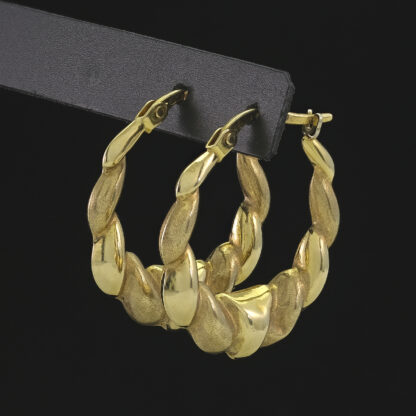 9ct Yellow Gold Hoop/Creole Earrings - Image 3