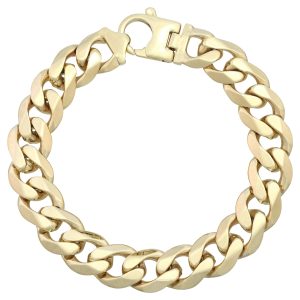 9ct Yellow Gold Curb Bracelet 9&#8243; 13mm