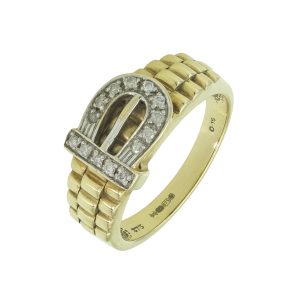 9ct Yellow Gold Gemstone Buckle Ring