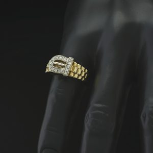 9ct Yellow Gold Gemstone Buckle Ring