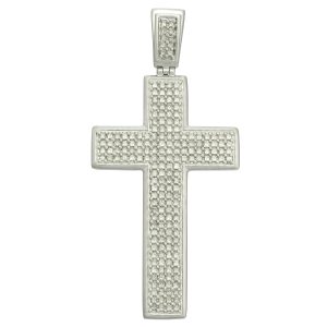 9ct White Gold 3.18ct Diamond Cross Pendant