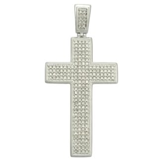 9ct White Gold 3.18ct Diamond Cross Pendant