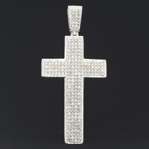 9ct White Gold 3.18ct Diamond Cross Pendant