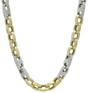 14ct Yellow &#038; White Gold 0val Fancy Belcher Chain 24.5&#8243; 7.5mm