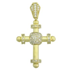 9ct Yellow Gold Gemstone Cross Pendant