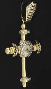 9ct Yellow Gold Gemstone Cross Pendant