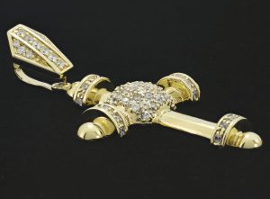 9ct Yellow Gold Gemstone Cross Pendant