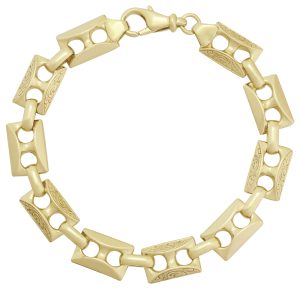 9ct Yellow Gold Button Link Bracelet 9&#8243; 11mm