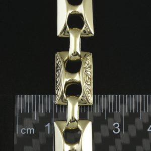 9ct Yellow Gold Button Link Bracelet 9&#8243; 11mm