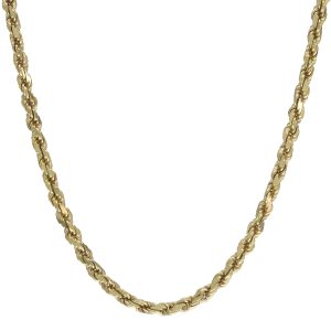 9ct Yellow Gold Diamond Cut Rope Chain 29.75&#8243; 4mm