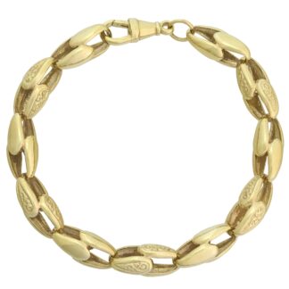 9ct Yellow Gold Tulip Bracelet 9.5" 10mm