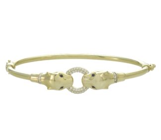 14ct Yellow Gold Gemstone Snake Hinge Bangle
