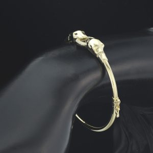14ct Yellow Gold Gemstone Snake Hinge Bangle