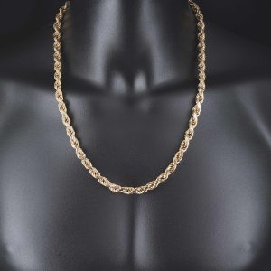 9ct Rose Gold Rope Chain 24.5&#8243; 7mm