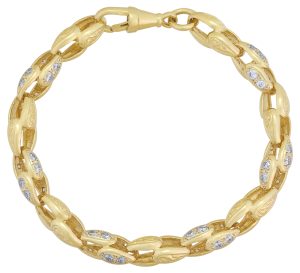 9ct Yellow Gold Gemstone Tulip Bracelet 9&#8243; 9mm