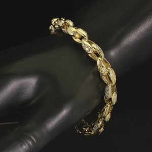 9ct Yellow Gold Gemstone Tulip Bracelet 9&#8243; 9mm