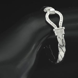 9ct White Gold Gemstone Loop Bangle