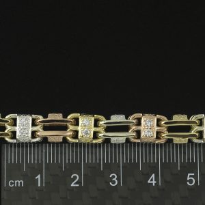 9ct Tri-Colour Gemstone Cage Bracelet 9&#8243; 7.5mm
