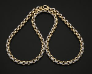 9ct Yellow Gold CZ Belcher Chain 28.5″ 9mm