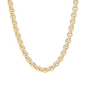 9ct Yellow Gold Heavy CZ Belcher Chain 30.5&#8243; 11.5mm