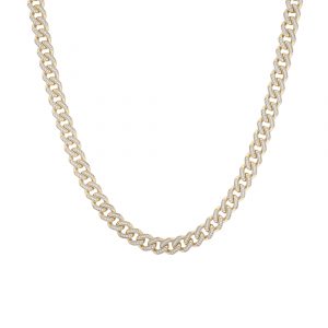 9ct Yellow Gold Lightweight CZ Cuban Chain 28&#8243; 7.5mm