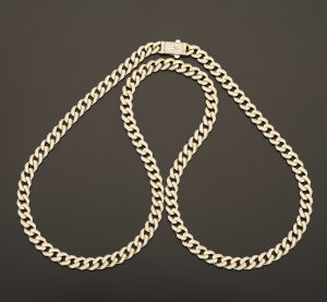 9ct Yellow Gold Lightweight CZ Cuban Chain 28&#8243; 7.5mm