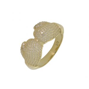 9ct Yellow Gold Gemstone Double Boxing Glove Ring