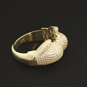 9ct Yellow Gold Gemstone Double Boxing Glove Ring