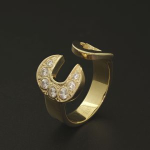 9ct Yellow Gold Gemstone Spanner Ring
