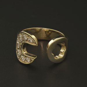 9ct Yellow Gold Gemstone Spanner Ring