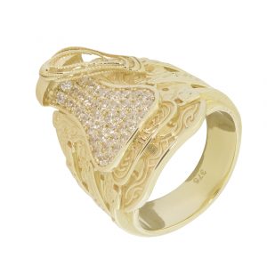 9ct Yellow Gold Gemstone Saddle Ring