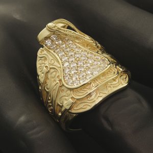 9ct Yellow Gold Gemstone Saddle Ring