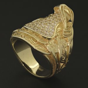 9ct Yellow Gold Gemstone Saddle Ring