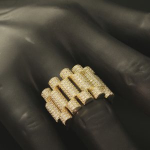 9ct Yellow Gold Gemstone Watch Strap Ring