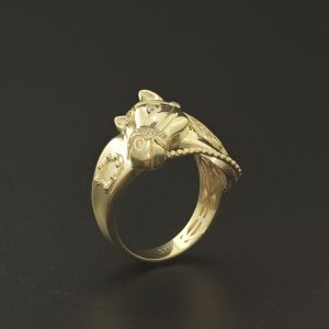 9ct Yellow Gold Gemstone Horse Ring