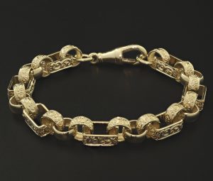 9ct Yellow Gold Gypsy Link Bracelet 8.5″ 8.5mm