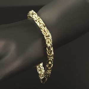 9ct Yellow Gold King Bracelet 9″ 6.5mm