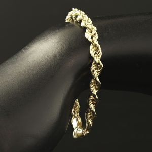 9ct Yellow Gold Solid Rope Bracelet 7″ 5mm