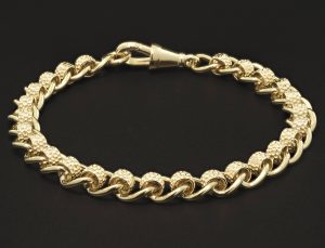 9ct Yellow Gold Rollerball Bracelet 8.5″ 7.5mm