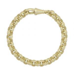 9ct Yellow Gold Gemstone Belcher Bracelet 7.5″ 7mm