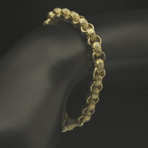 9ct Yellow Gold Children&#8217;s Gemstone Belcher Bracelet 7″ 7mm