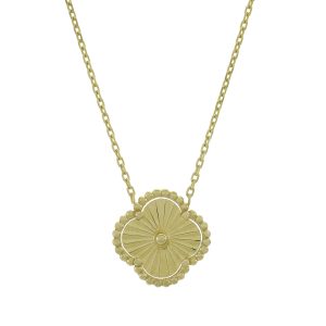 18ct Yellow Gold Clover Necklace 17&#8243;