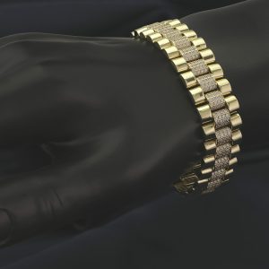 9ct Yellow Gold Watch Strap Bracelet 7″ 15mm