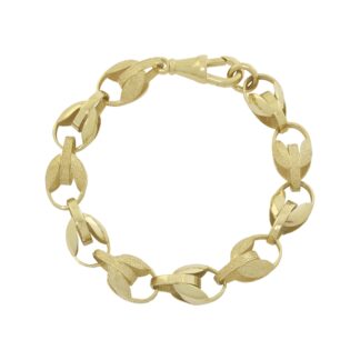 9ct Yellow Gold Tulip Bracelet 9" 10mm